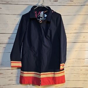 Chico's Pink Trim Raincoat Jacket Womens 1P Petite Colorful Lined‎ Outerwear